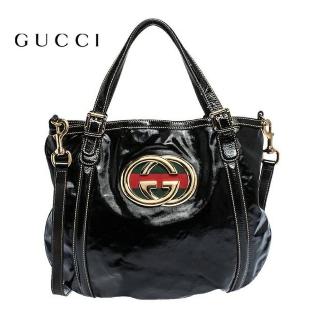 GUCCI BLACK COATED CANVAS BAG